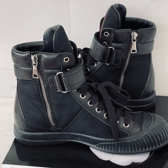 PRADA Nylon leather high top booties black EU 37 US7